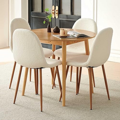 Miniatura 6 de Juego de 4 sillas de comedor y cocina, modernas sillas tapizadas para sala de estar, cómodas sillas de dormitorio de tela de peluche, sillas