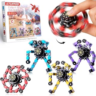 Transformable Fidget Spinners Toys for Kids, 4 Pcs Sensory Toys for Adults Teens with Autism Anxiety Stress Relief Gifts