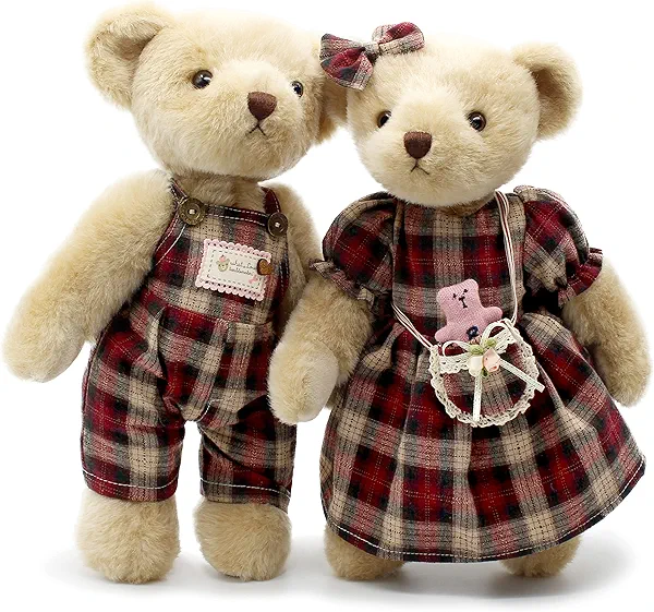 suepcuddly 2-Pack Teddy Bear Stuffed Animals Small Soft Plush Toy with Cloth 13“ (Pink)