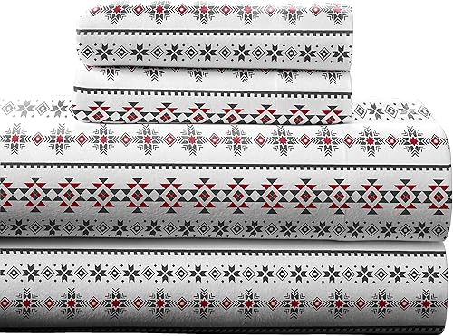 Pointehaven Juego de sábanas de franela 100% algodón de 6.35 ozm, tamaño California King, color negro cebra, cálido y acogedor, preencogido,