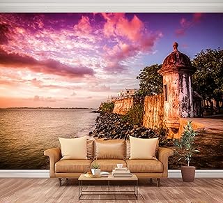 Wall Mural Peel and Stick Puerto rico el Morro Puerto rico Pictures Royalty Free Photos Large Wallpaper Self Adhesive Contact Paper Removable 3D Wall Sticker for Living Room Bedroom 94"x132"