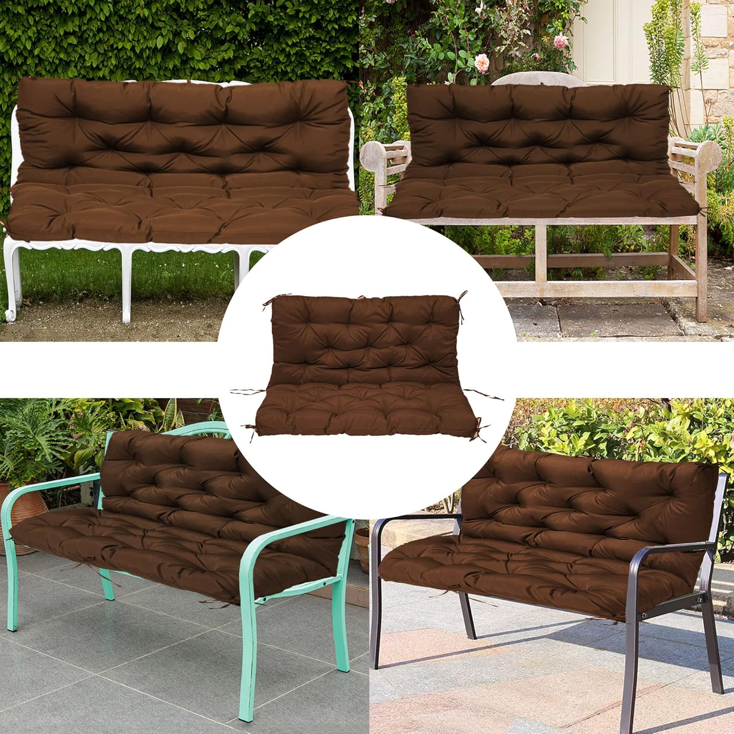 Waterproof Chair Replacement Seat Pad for Outdoor Furniture, Overstuffed Loveseat Cushions for Garden Porch Patio, 2 3 Seater Swing Seat Cushion with Backrest,150 * 100 * 10cm,Black