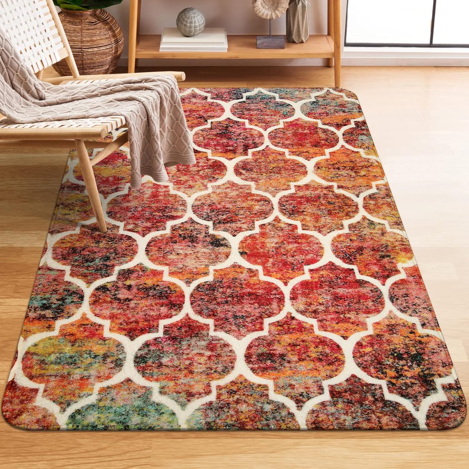 Lahome Moroccan 3x5 Rug for Bedroom, Washable Area Rugs Non
