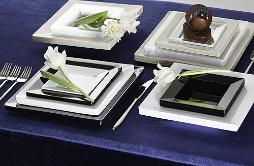 Miniatura 3 de Squarete - Cuencos cuadrados de 5 onzas para postre de fiesta de hueso, resistentes, elegantes, desechables, de 5 onzas, cuadrados marfil, 10