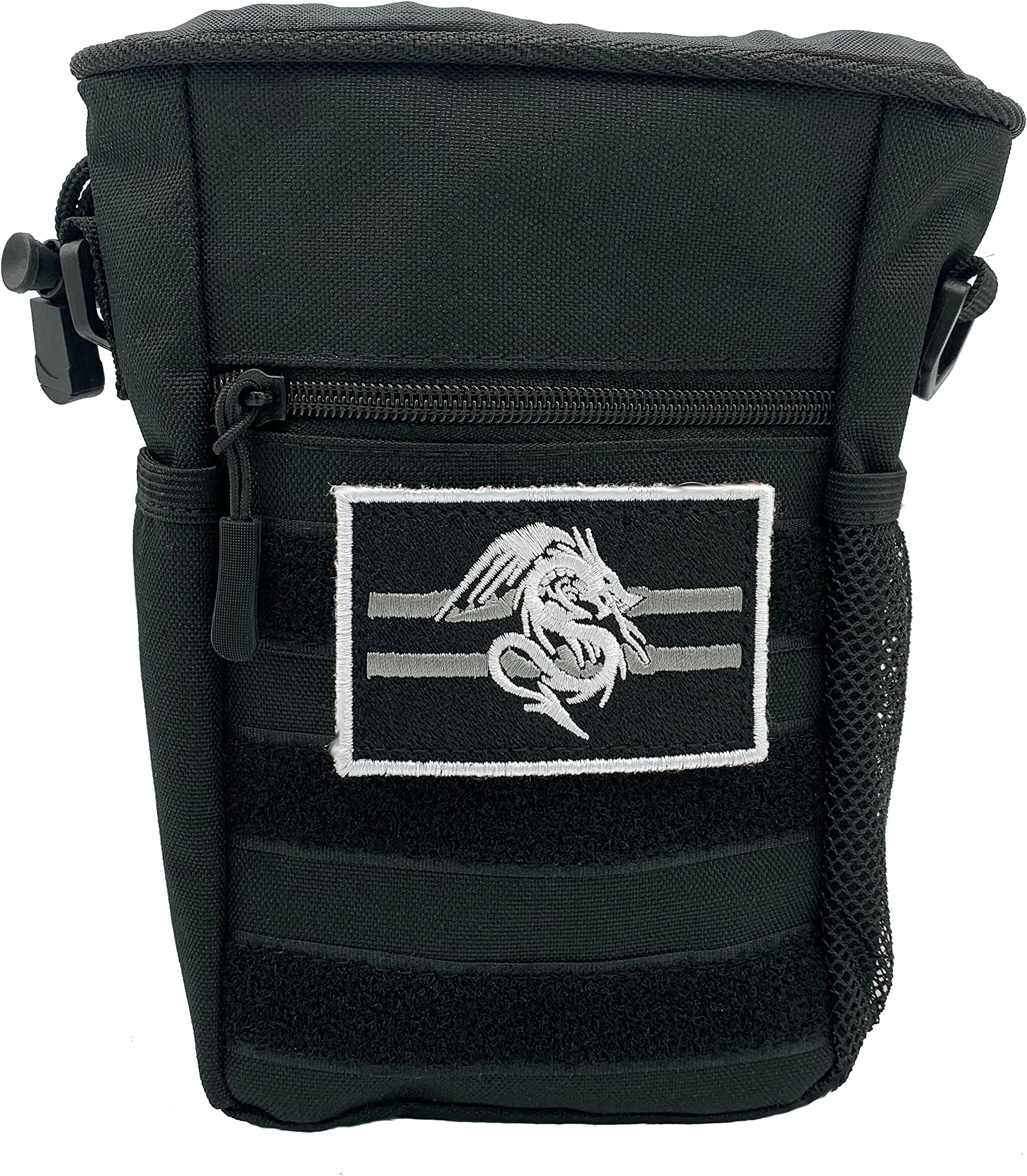 Luck Lab DND Drawstring Dice Bag with Removable Dragon Patch - Multiple Pockets and Large Dice Storage Area (200 + dice) for Dungeons and Dragons (d&d),RPG, MTG and All Table Top Gaming- Black