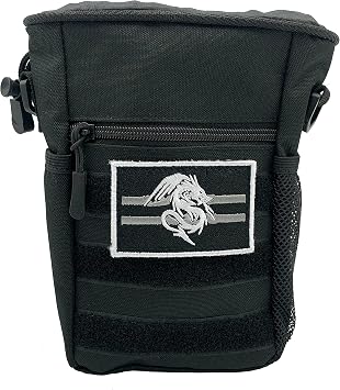 Luck Lab DND Drawstring Dice Bag with Removable Dragon Patch - Multiple Pockets and Large Dice Storage Area 200 + dice for Dungeons and Dragons d&d,RPG, MTG and All Table Top Gaming- Black