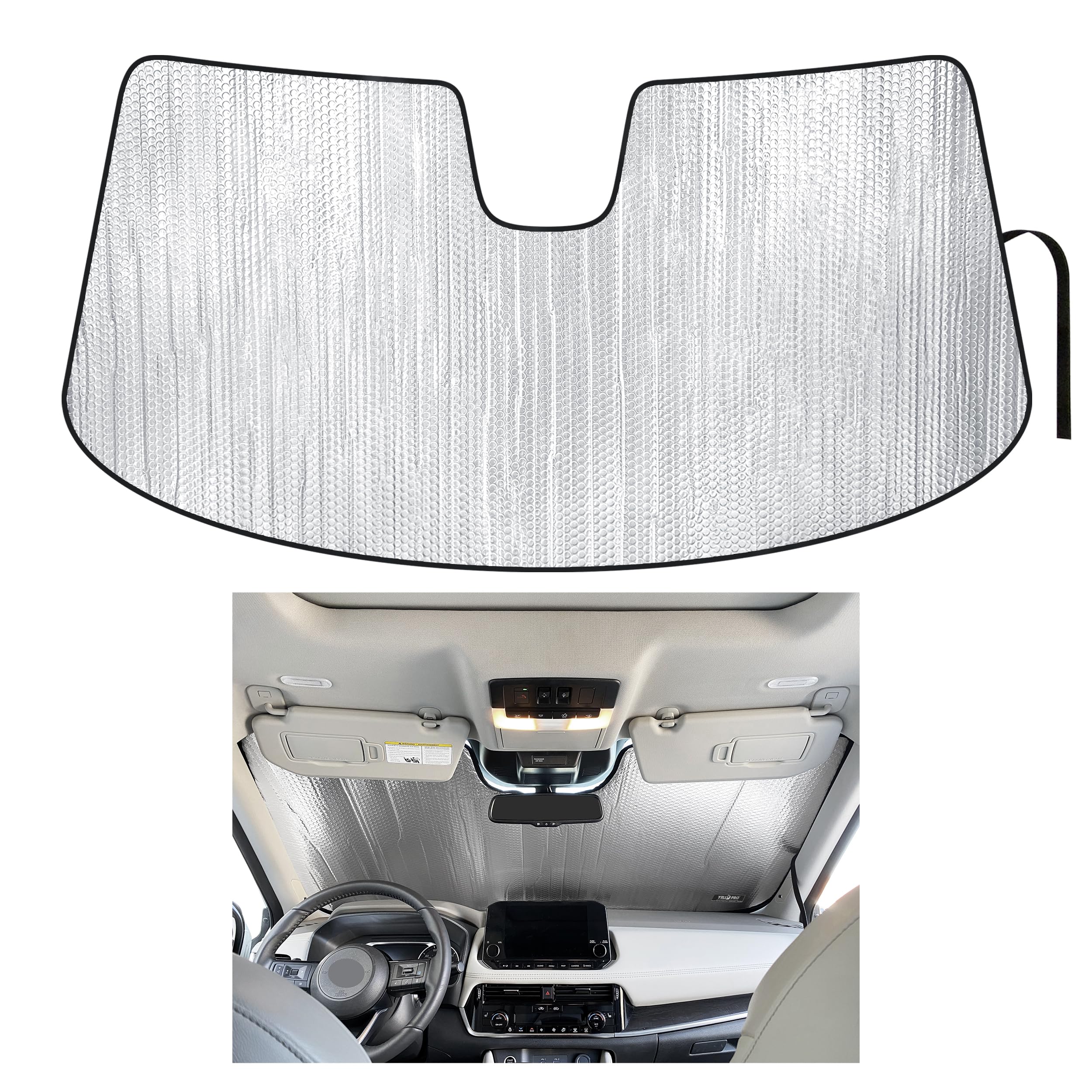 YelloPro Custom Fit Front Windshield Reflective Sunshade for 2021 2022 2023 2024 2025 Nissan Rogue SUV, S, SV, SL, Platinum (Not for Sport), Sun Shade Protector Accessories [Made in USA]