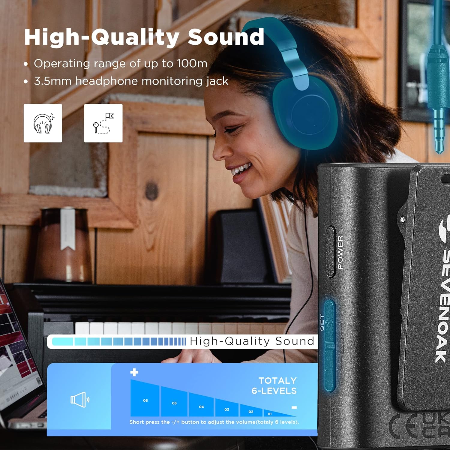 Sevenoak Wireless Lavalier Microphone for Cameras Camcorder,Noise Cancellation,328ft Range,3 Pickup Modes,Compact Clip-on Lapel Mic for Video Recording Interview YouTube Live Streaming