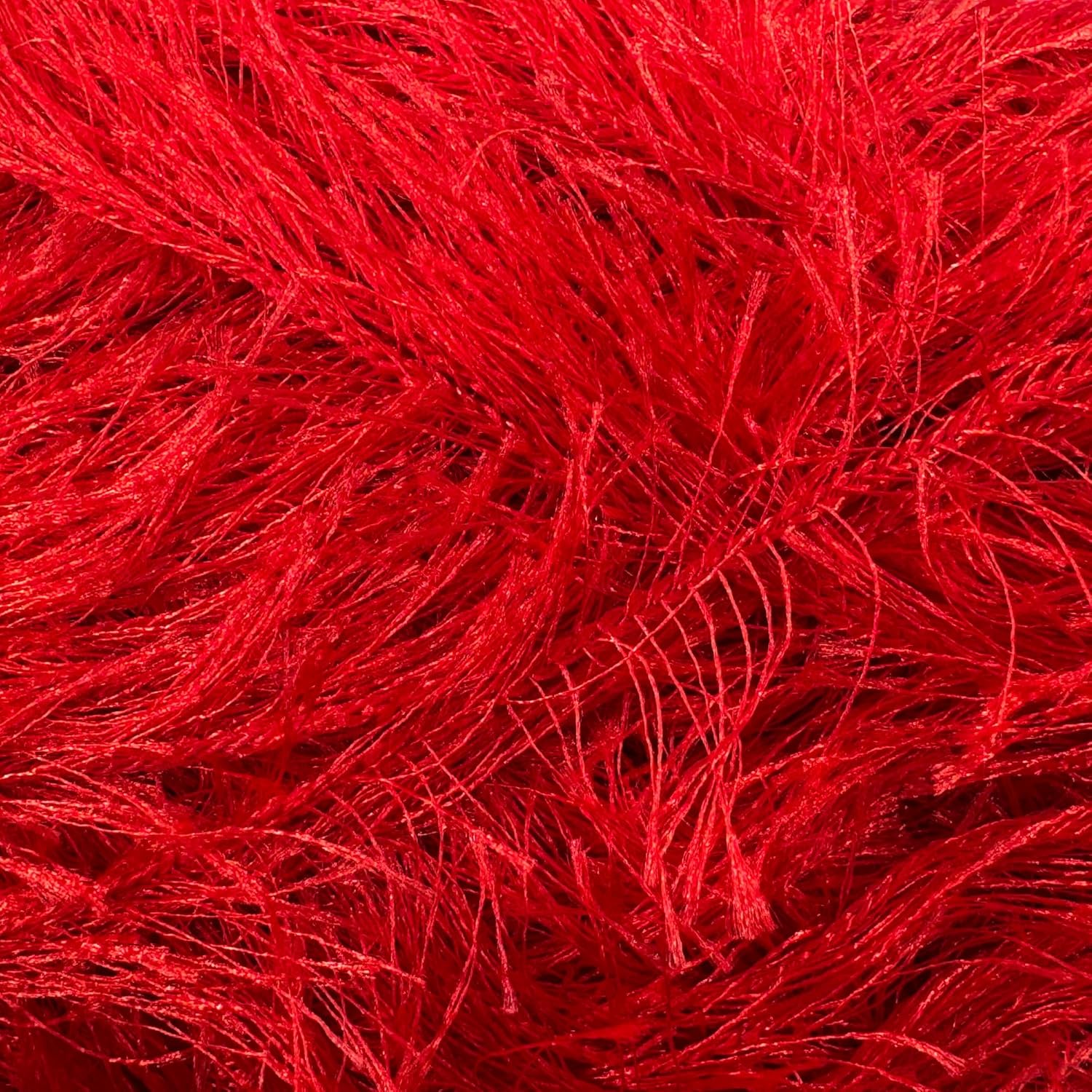 Eyelash Fun Fur Yarn 100 Gram (3.53 Ounces) 175 Yards (160 Meters) (Bright Red - 5 Skeins)