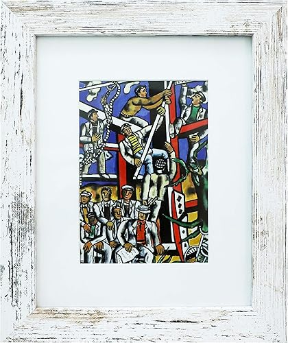 Anfoto Marco de fotos de 8 x 10 pulgadas, color blanco, estilo de grano de madera