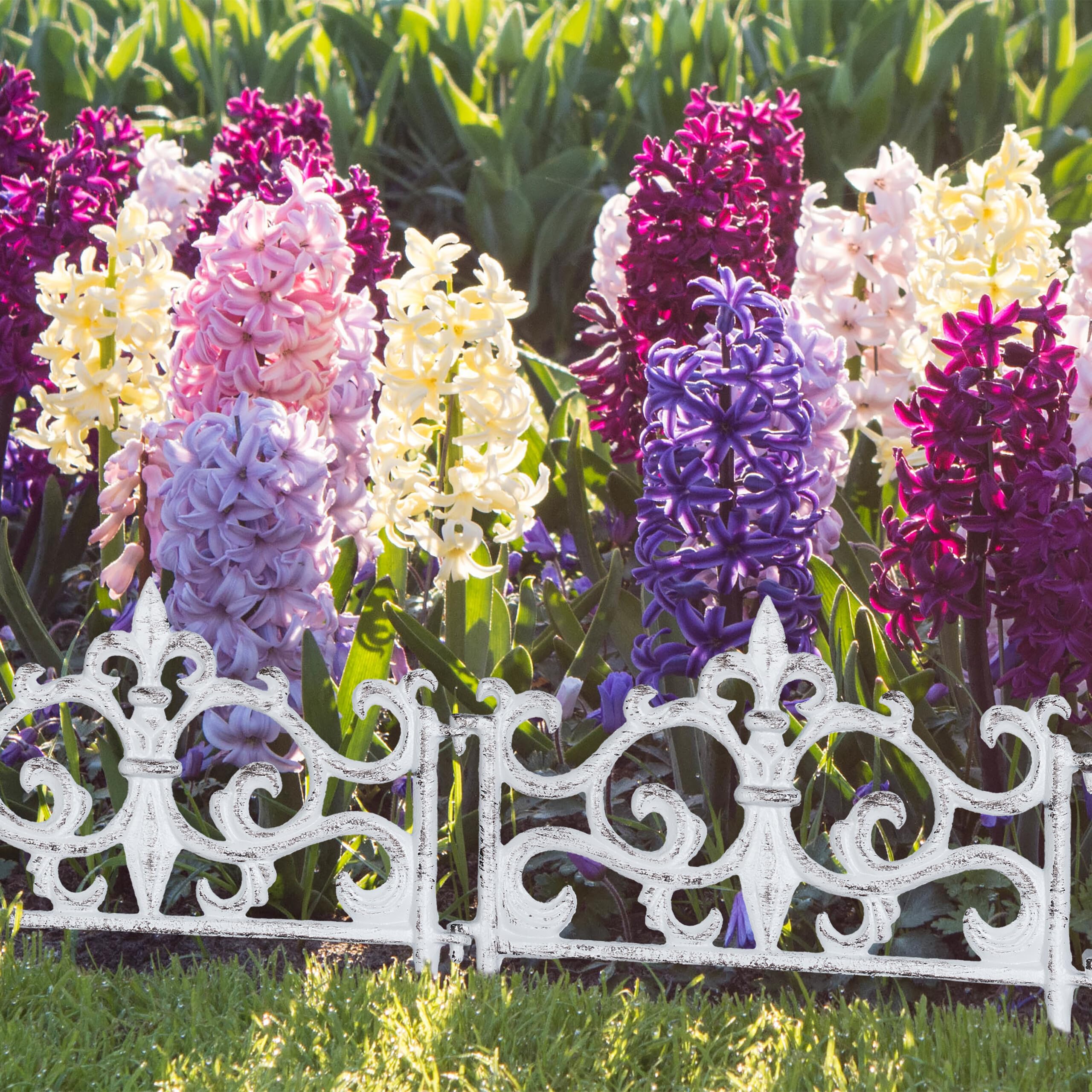 Relaxdays Barrière de Jardin, 10 éléments, Design Vintage, à Planter, Chaque élément H x L : 27 x 27 cm, Blanche