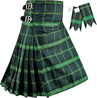 Kilt for Men I Scottish Tartan Kilt Polyviscose 8 Yard Traditional Mens Kilt