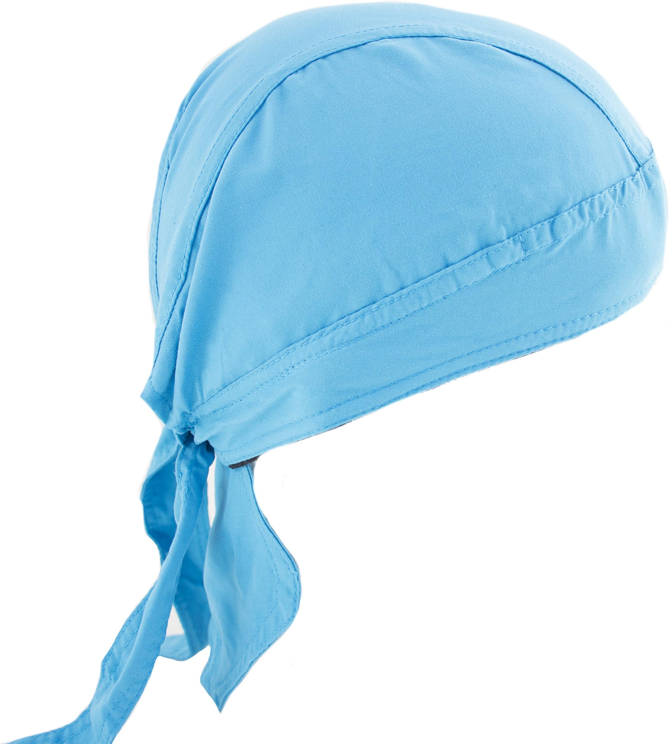 Adjustable Bahama Blue Ultra Soft Skull Cap Hat Bandana with Tie