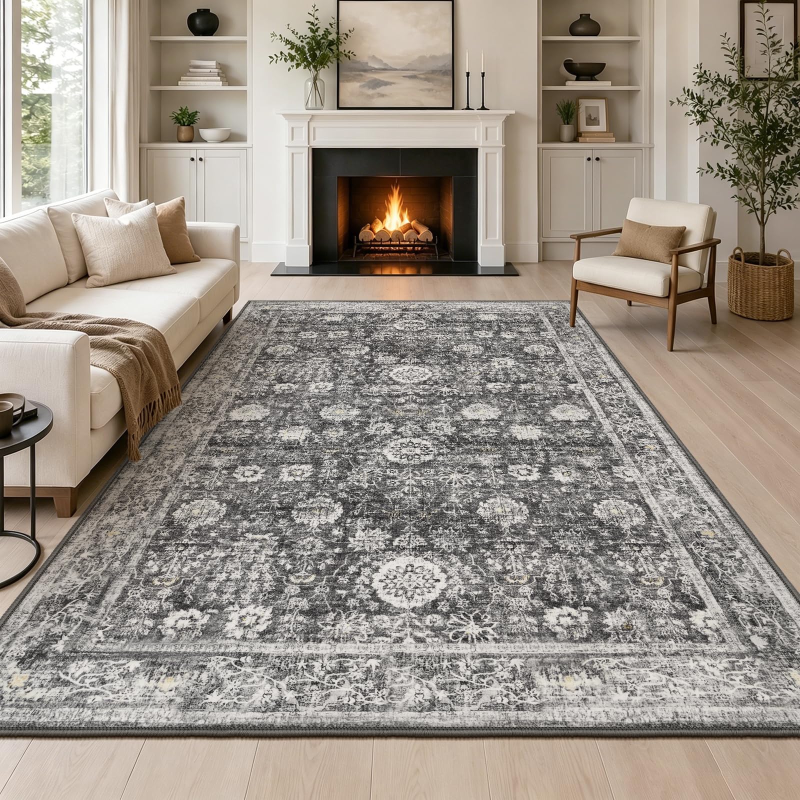 Capslpad Vintage Teppich Wohnzimmer Retro rutschfest Kurzflor Kunstwolle Teppich Waschbar Weich Schlafzimmer Teppiche für Wohnzimmer Schlafzimmer Büro Bereich Esszimmer