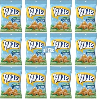 Bugles, Ranch,Crispy Corn Snack, 1.5 oz Pack of 12 bundled by SUPERDEALS with Mystery Gift