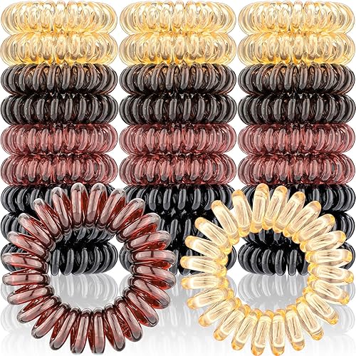 Miniatura 8 de 27 ligas para el cabello en espiral, sin pliegues, bandas elásticas para el cabello, multicolor, impermeables, accesorios para el cabello para