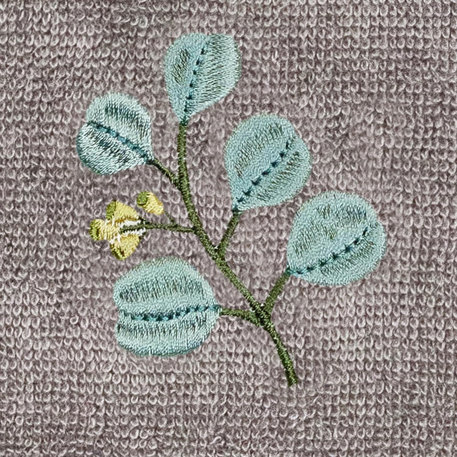 Verdant 2-Piece Fingertip Towel Set, Delicate Bouquet Applique, Premium Turkish Cotton, Absorbent & Stylish, Unique Bathroom Accessory, 2 Fingertip Towels, Charcoal