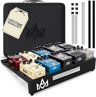 Guitar Pedal Board – Aluminum Alloy Guitar Pedalboard with Hook and Loop Strips, Lightweight Frame, Foam Padded Carry Bag Case, Holds Up to 12 Pedals (Large 18in x 14.6in)