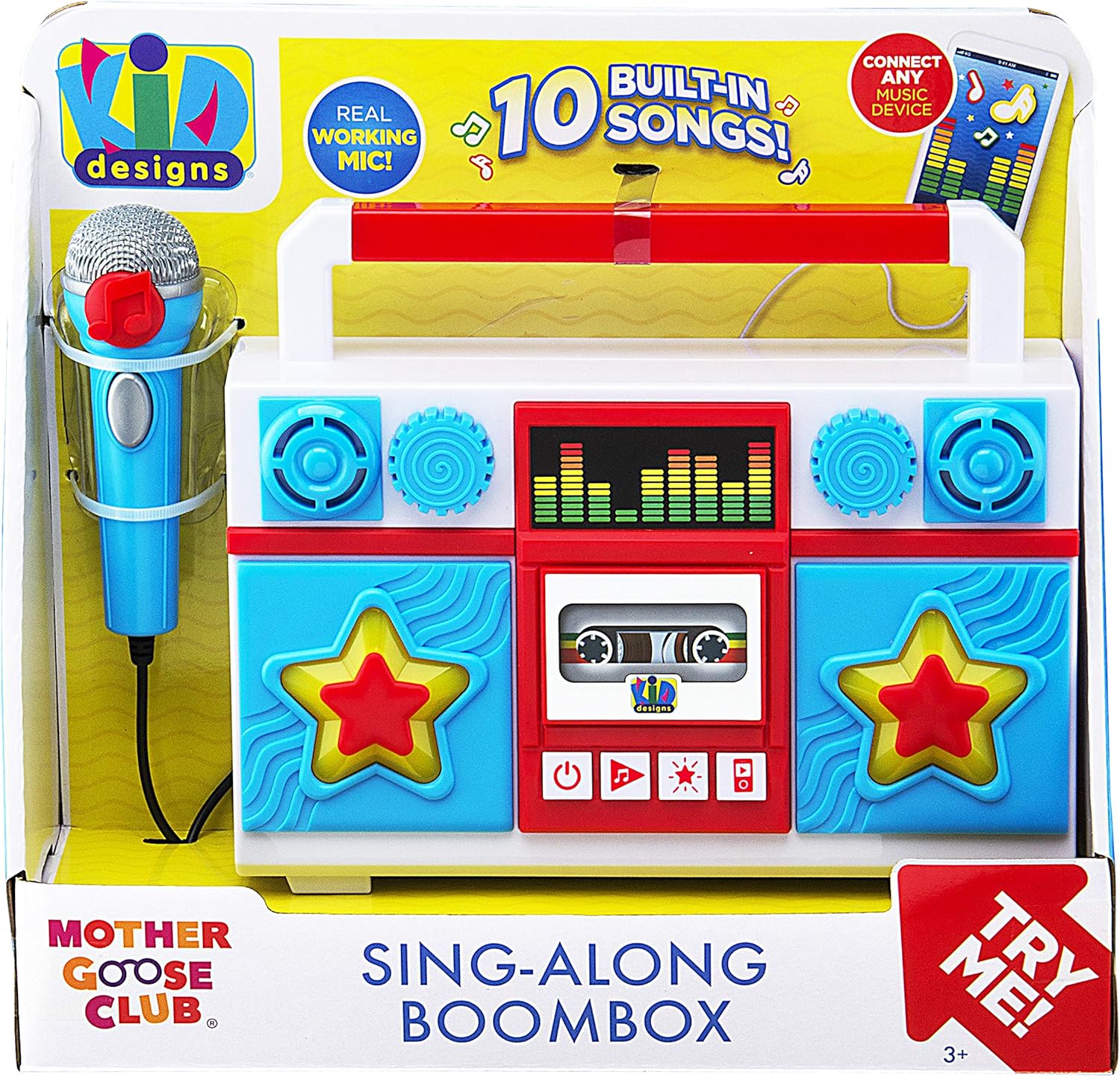 Mother Goose Club Sing Along Boom Box Speaker with Microphone for Fans of Mother Goose Club Toys, Kids Karaoke Machine with Built in Music and Flashing Lights