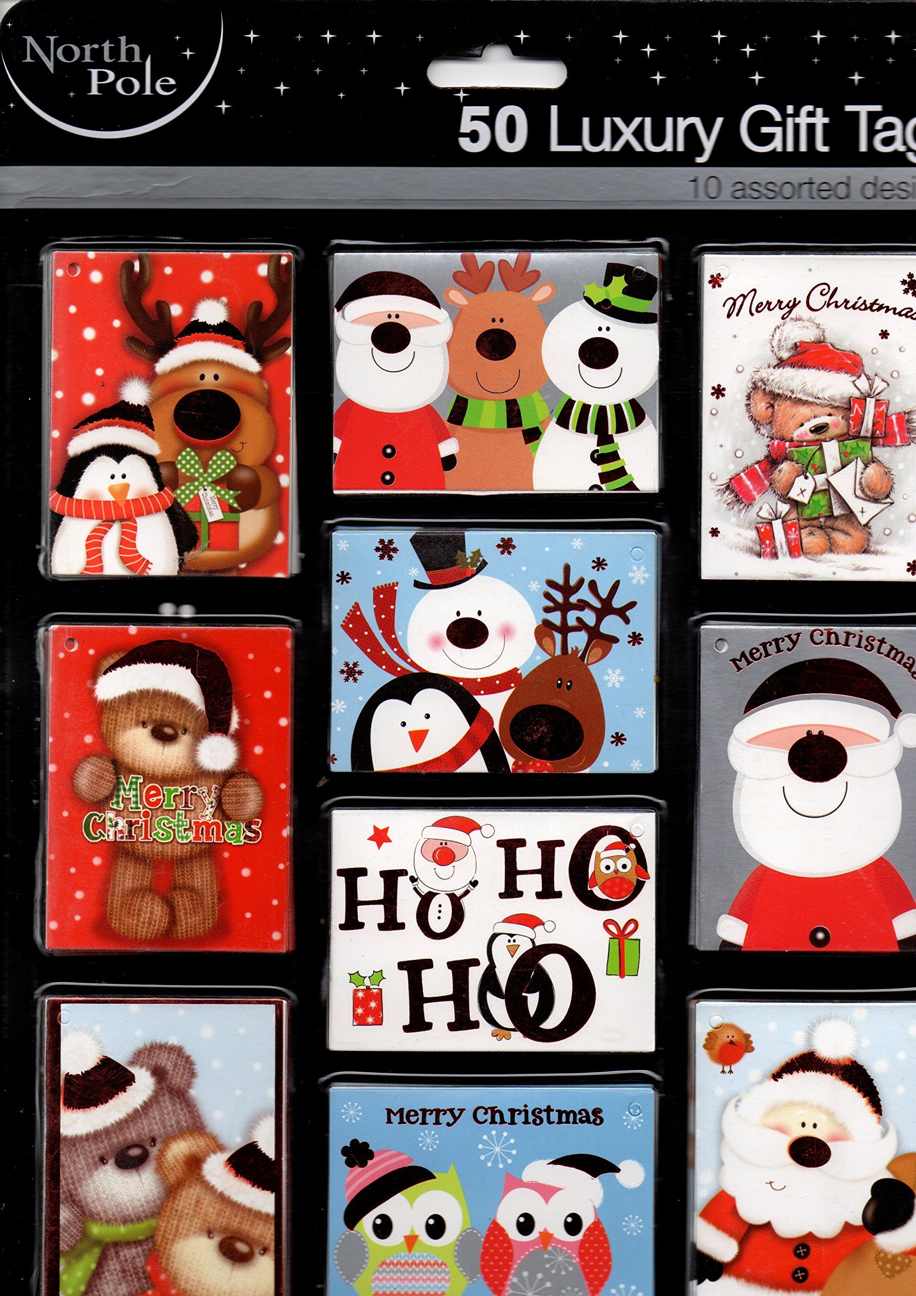 Rocking Party 50 Luxury Christmas Xmas Gift Tags 10 Assorted Cute Designs