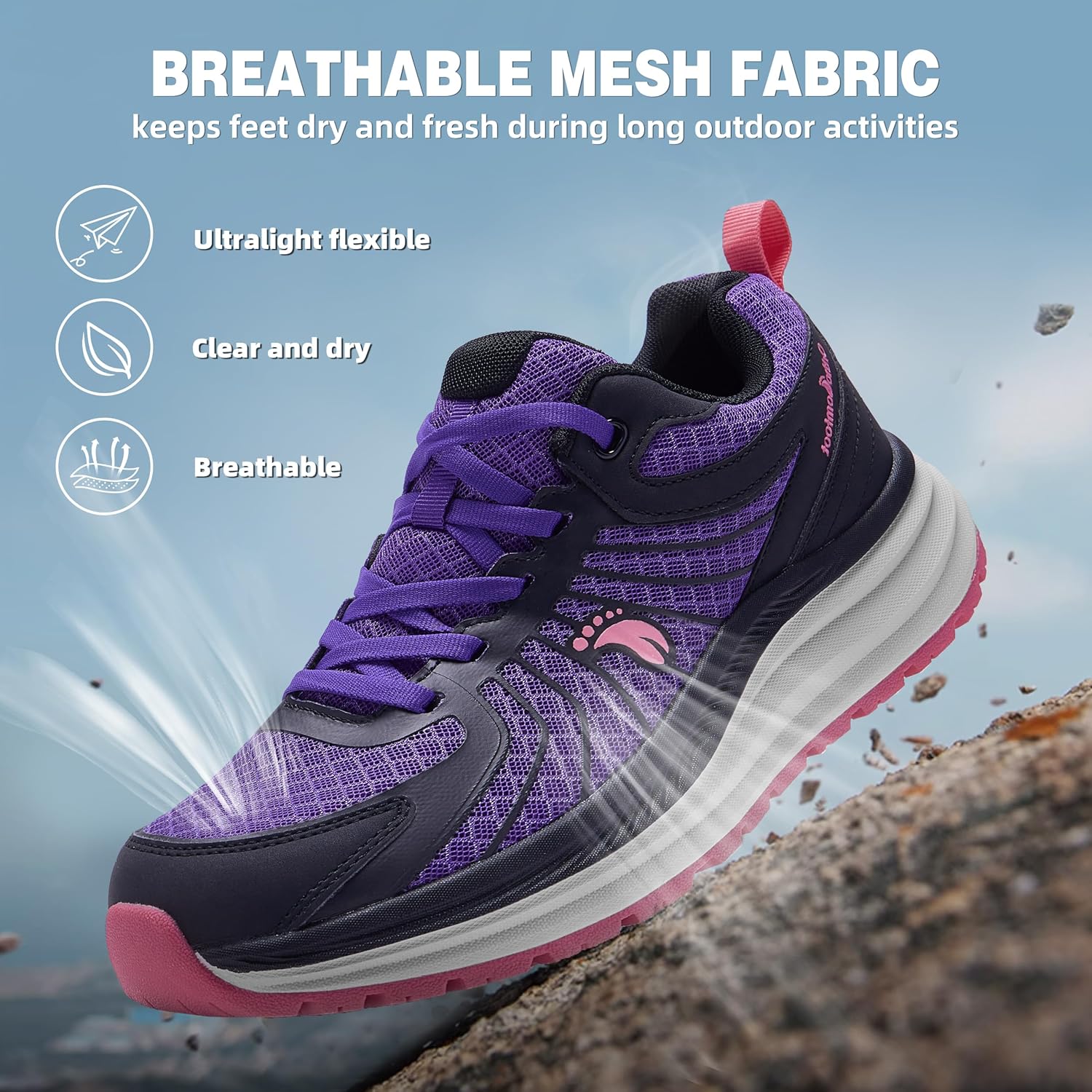 Women's Orthopedic Trail Running Shoes: Comfortable Arch Support Plantar Fasciitis Orthotic Athletic Sneakers, Casual Flat Feet Sports Workout Walking Hiking Shoes for Foot Heel and Pain Relief - Image 7