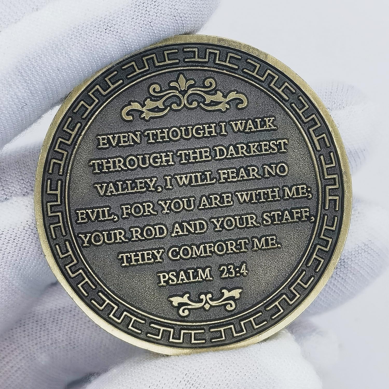 Psalm 23:4 Religious Challenge Coin - The Lord is My Shepherd Biblical Coins with Inspirational Scripture