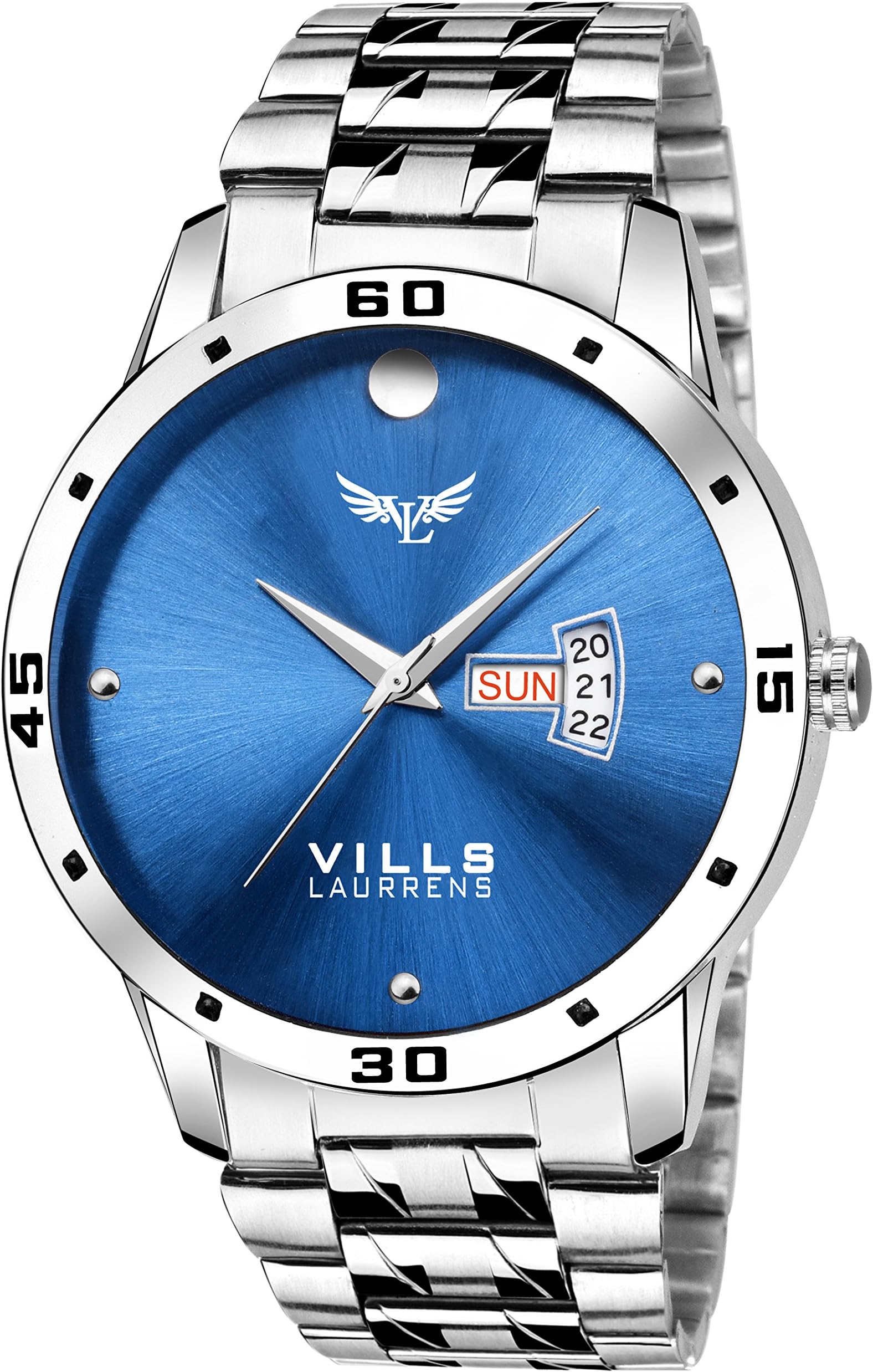 VILLS LAURRENSVL-1110 Edge Blue Movado Day and Date Display Watch - for Men