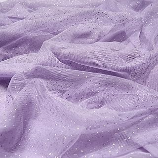 60" Light Purple Tulle Glitter Shiny Silver Sequins Fabric by The Yard for Bridal,Wedding,Party Decoration,Tulle Dress,Costume,Gift Wrapping,DIY Crafts,1 Yard