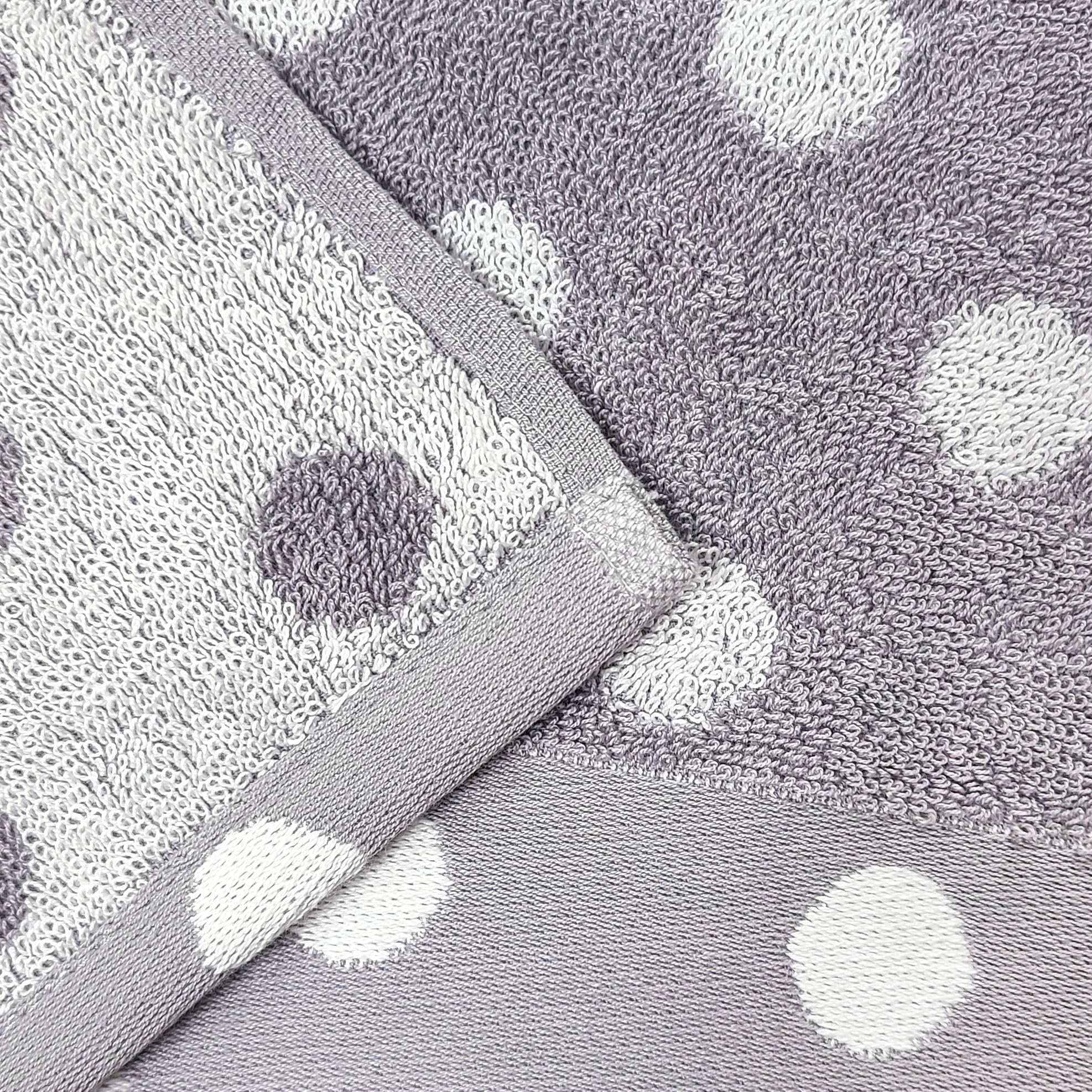 Beachland Juego de toallas de baño de lunares, tela de rizo reversible, algodón suave, toallas superabsorbentes y de secado rápido, resistentes a la decoloración, ecológicas (gris, 2 baños)