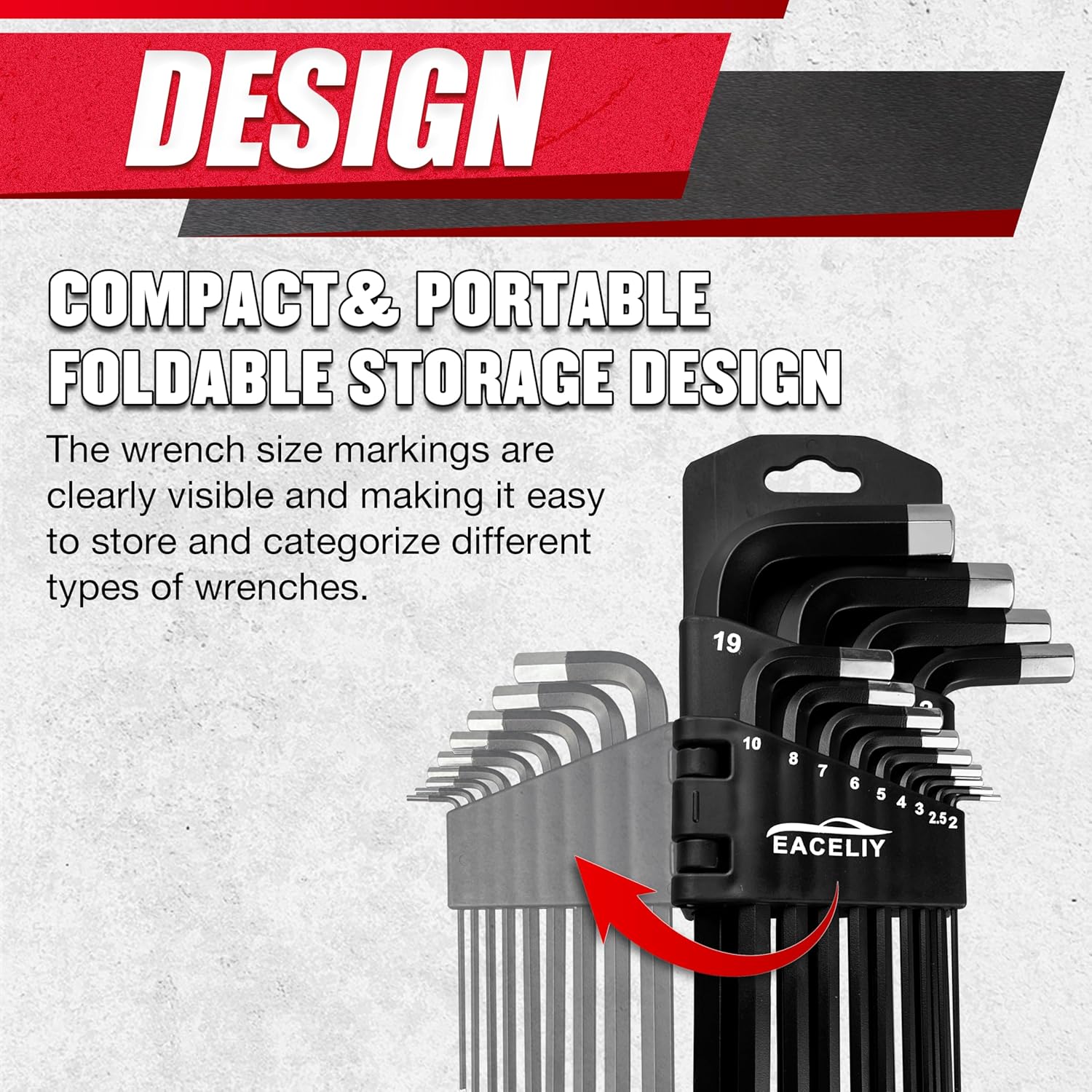 EACELIY 13PCS Jumbo Allen Wrench Set, Metric 2-19mm, Precision Hex Key Set, S2, BLACK, Jumbo Hex Key Allen Wrench Set for Professional Use