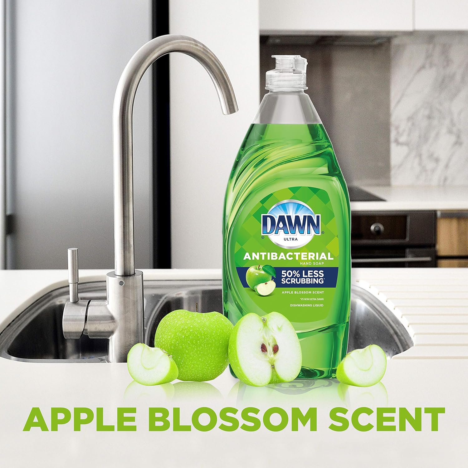 Dawn Dish Soap Antibacterial Dishwashing Liquid + Non-Scratch Sponges for Dishes, Apple Blossom Scent, Includes 4x19.4 oz + 2 Sponges (Packaging May Vary) : Health & Household