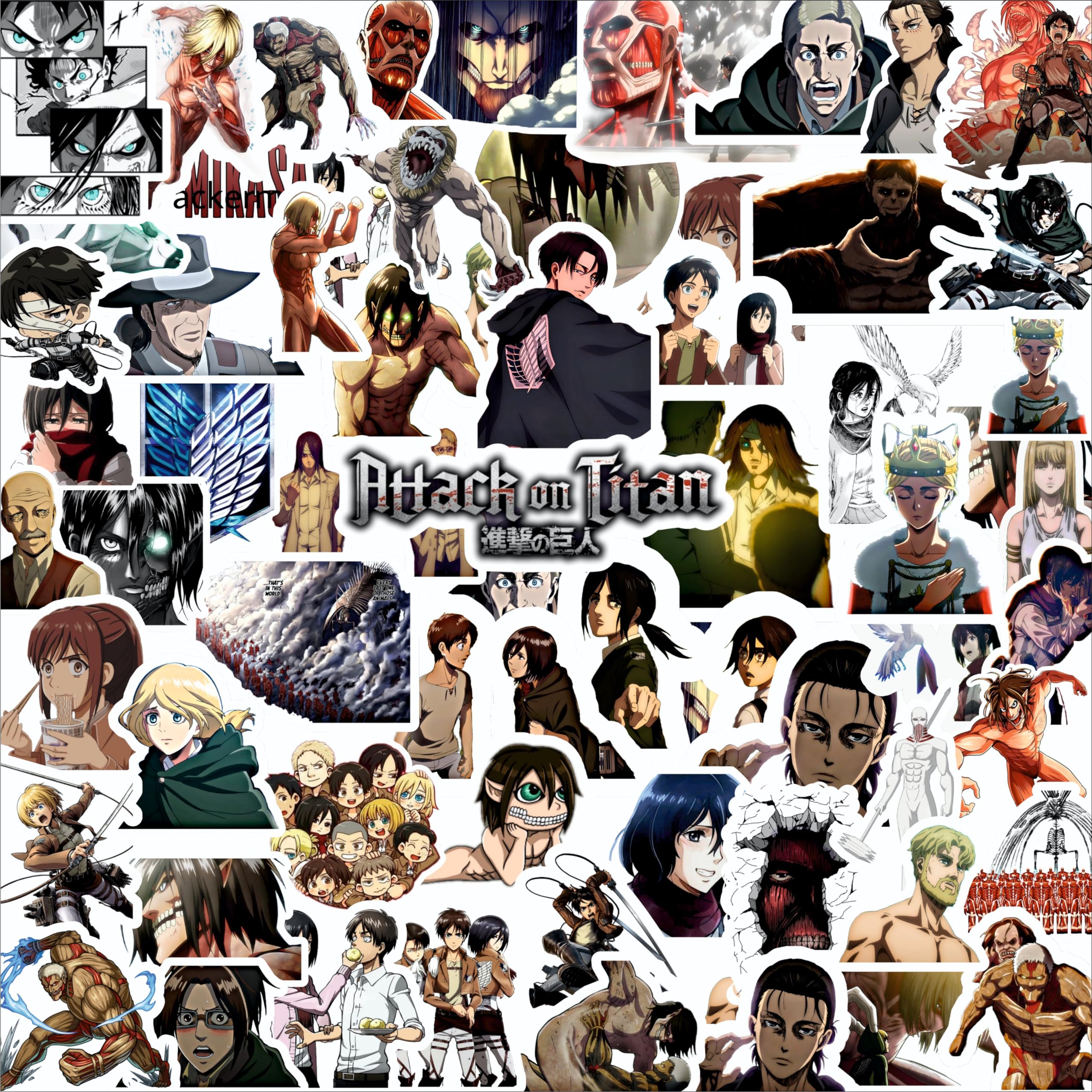 Attack on Titan Anime Vinyl Stickers for Laptop, Waterbottle, Bike Helmet, Diary, Guitar, Mobile Case, Notebooks, Tiffen Boxes - Pack of 50 Waterproof (Attack On Titan) (B0D2VTRJL7) Amazon Price History, Amazon Price Tracker