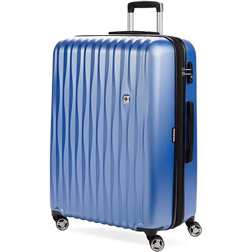SwissGear 7272 Energie Expandable Hardside Luggage with Spinner Wheels and TSA Lock, Periwinkle Blue, Checked-Large 27-Inch