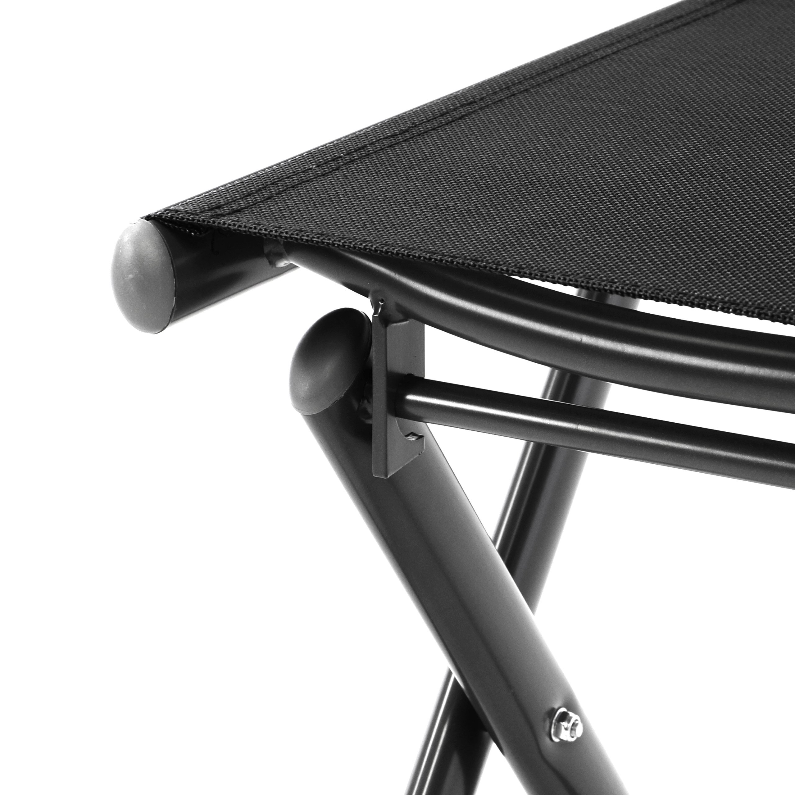 Nexos Trading Klapphocker aus Aluminium mit Textilene - Campinghocker Sitzhocker klappbar - Sitzhöhe 40 cm - Schwarz Dunkelgrau - für Garten Balkon Terrasse