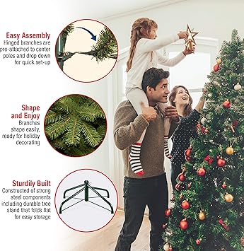 National Tree Company 6.5 ft Pre-Lit Jersey Fraser Fir Artificial Christmas Tree, 800 Clear Lights, 2,224 Tips, Includes Stand, Green