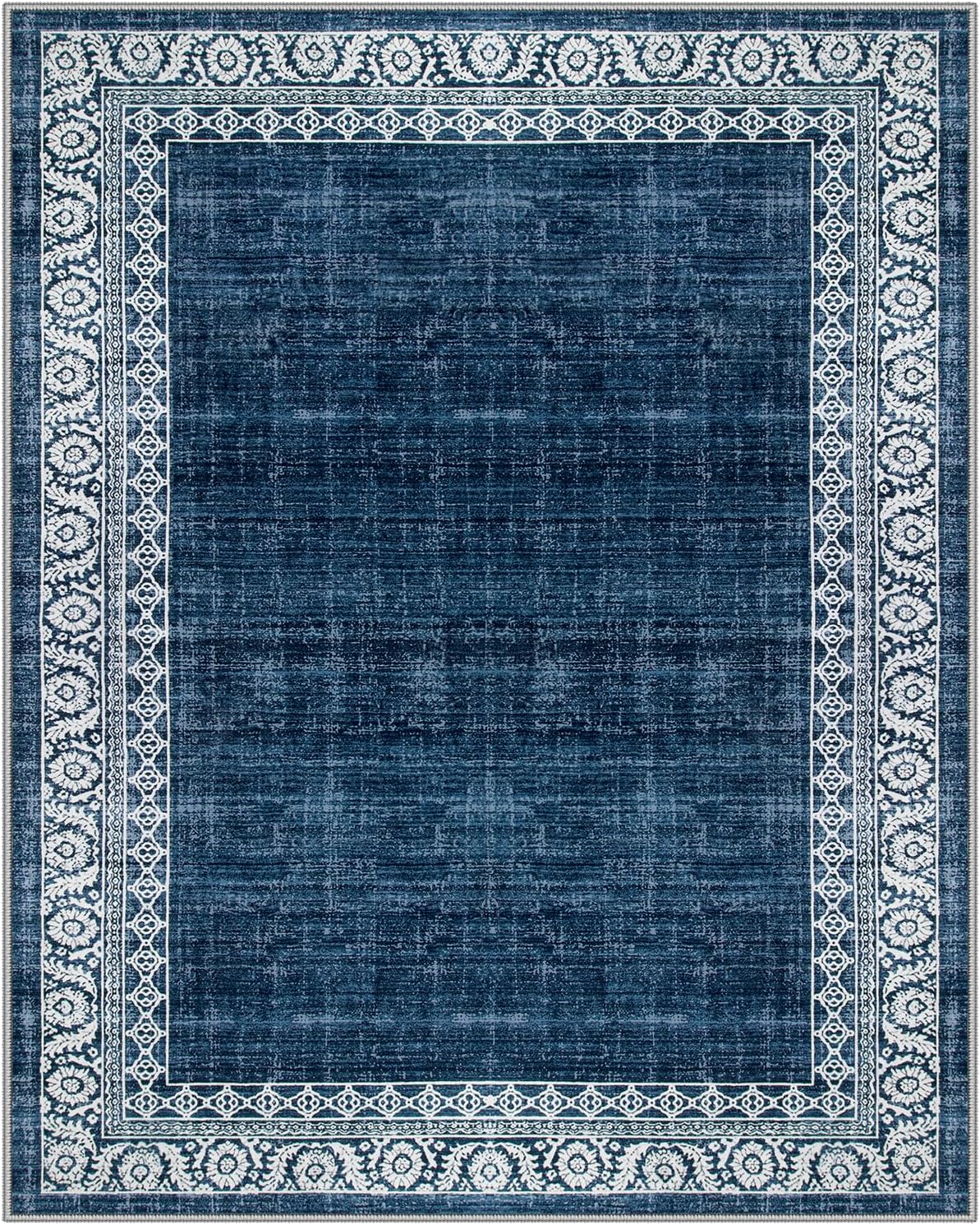 Lahome 8x10 Blue Rugs for Living Room Washable Large Bedroom Rug 8x10 Under Bed,Dining Room Rugs for Under Table,Bordered Vintage Indoor Carpet for Home Office Apartment(8'x10',Blue)