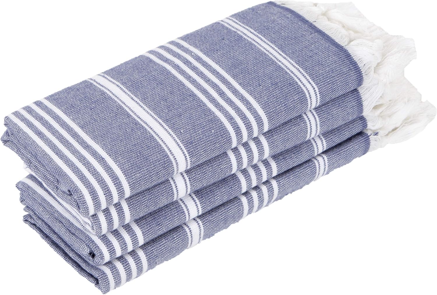 4 Pack Turkish Hand Towels for Bathroom - 100% Cotton Decorative Towels for Bathroom and Kitchen - Hand Towel Set of 4-18 x 40 inch (Navy Blue)