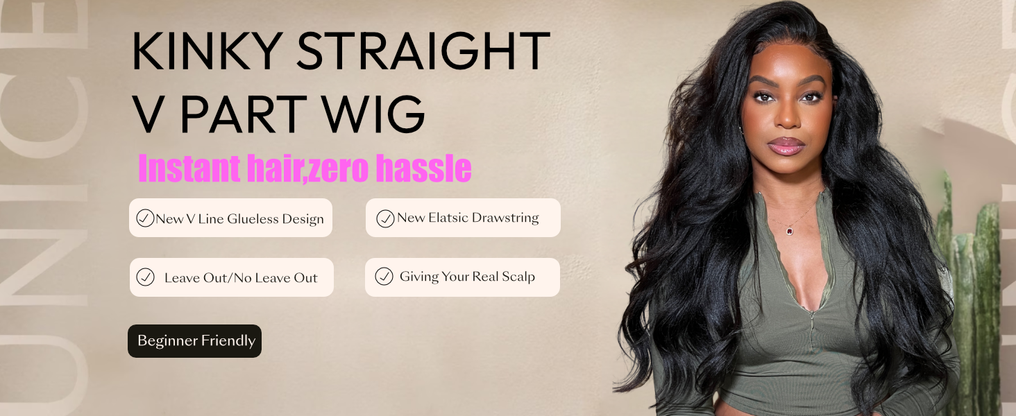 New V-line wig V-Part Wig | Natural Straight V-Shaped Wig for Women main image 3