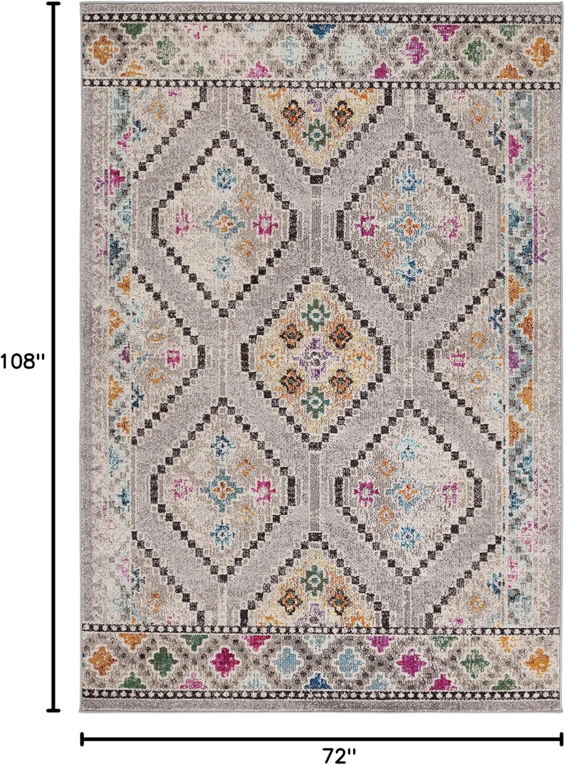 SAFAVIEH Madison Collection 6' x 9' GreyBeige MAD481F Boho Non-Shedding Living Room Dining Bedroom Area Rug