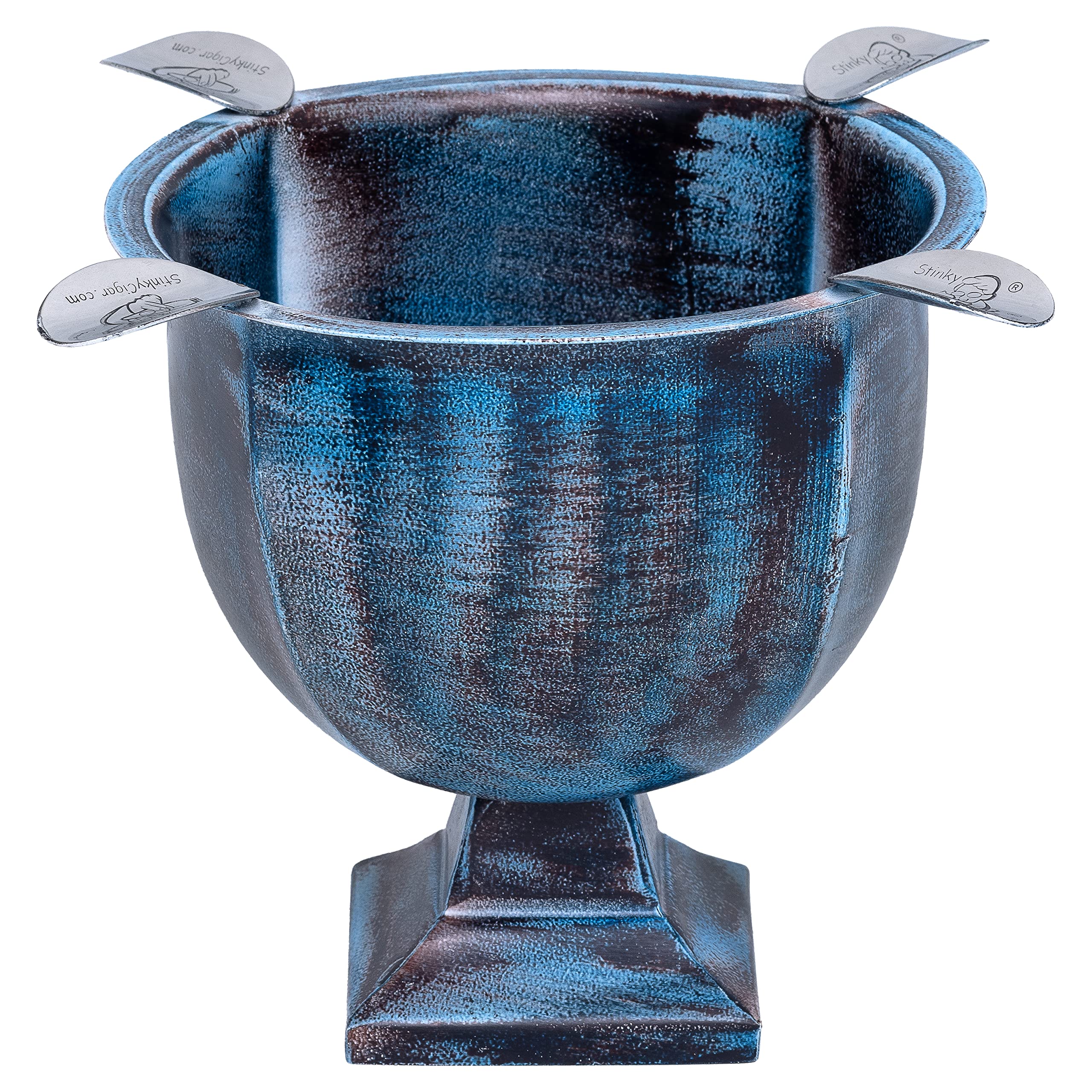 Stinky Cigar Ashtray, Designer Series, Box-Pressed, Deep Bowl Design, Windproof, Rust Blue