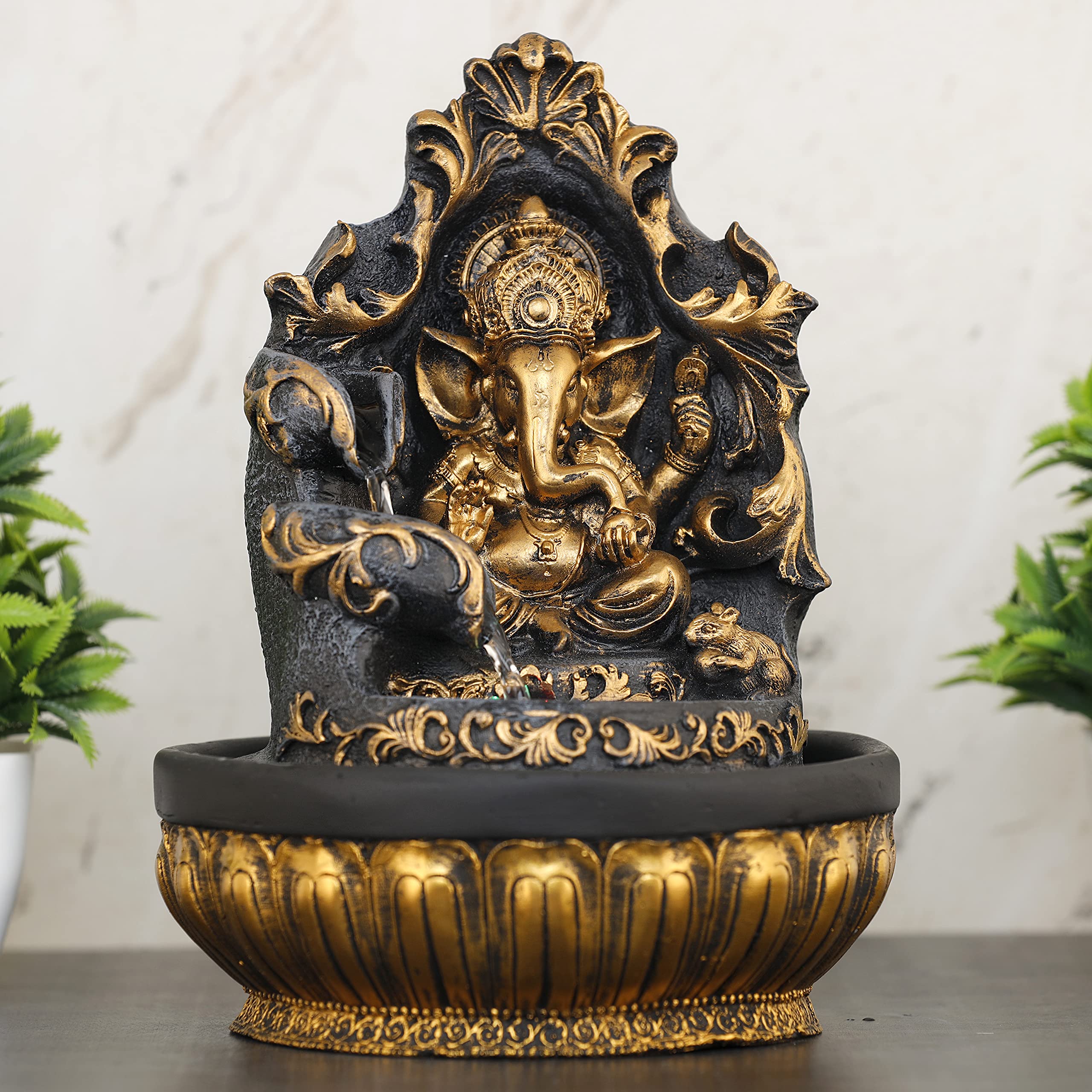 Global Grabbers Polyresin Table Top Indoor Outdoor Water Fall Fountain with LED Lights Home Decor Decoration Gift Gifting Items-GOL_GRY-SF43-(000)-image-43