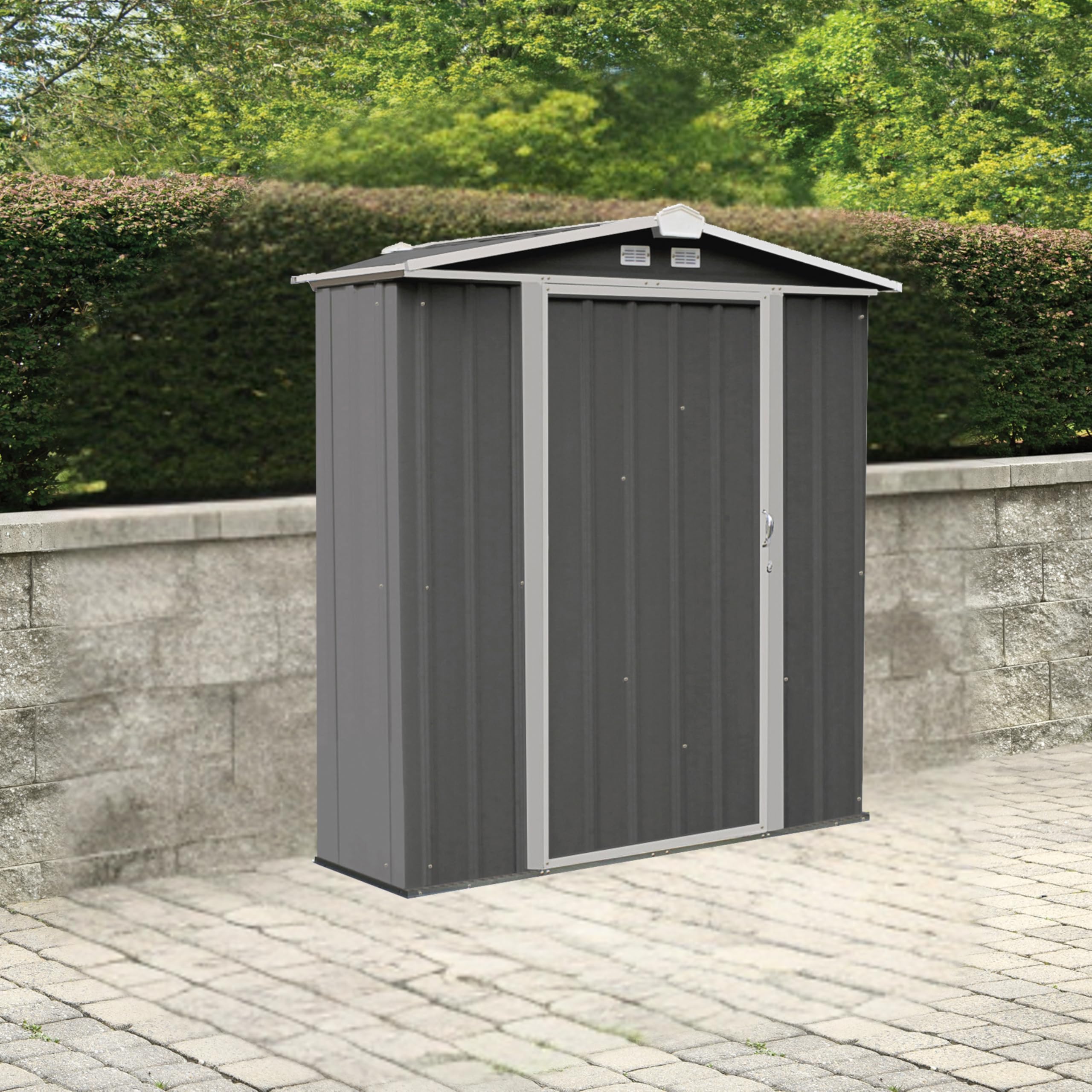 New Yard 6x3 Galvanized Steel Shed –Outdoor Storage Shed with Quick Assembly, Large Lockable Swing Doors for Garden, Tool, and Equipment Storage -