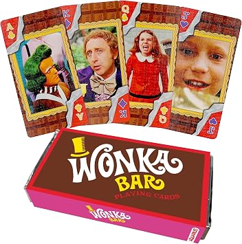 Aquarius Willy Wonka Chocolate Bar Premium Playing Cards Themed Novelty Deck with 52 Unique Movie Designs Collectible Merchandise Gift for Teens and Adults