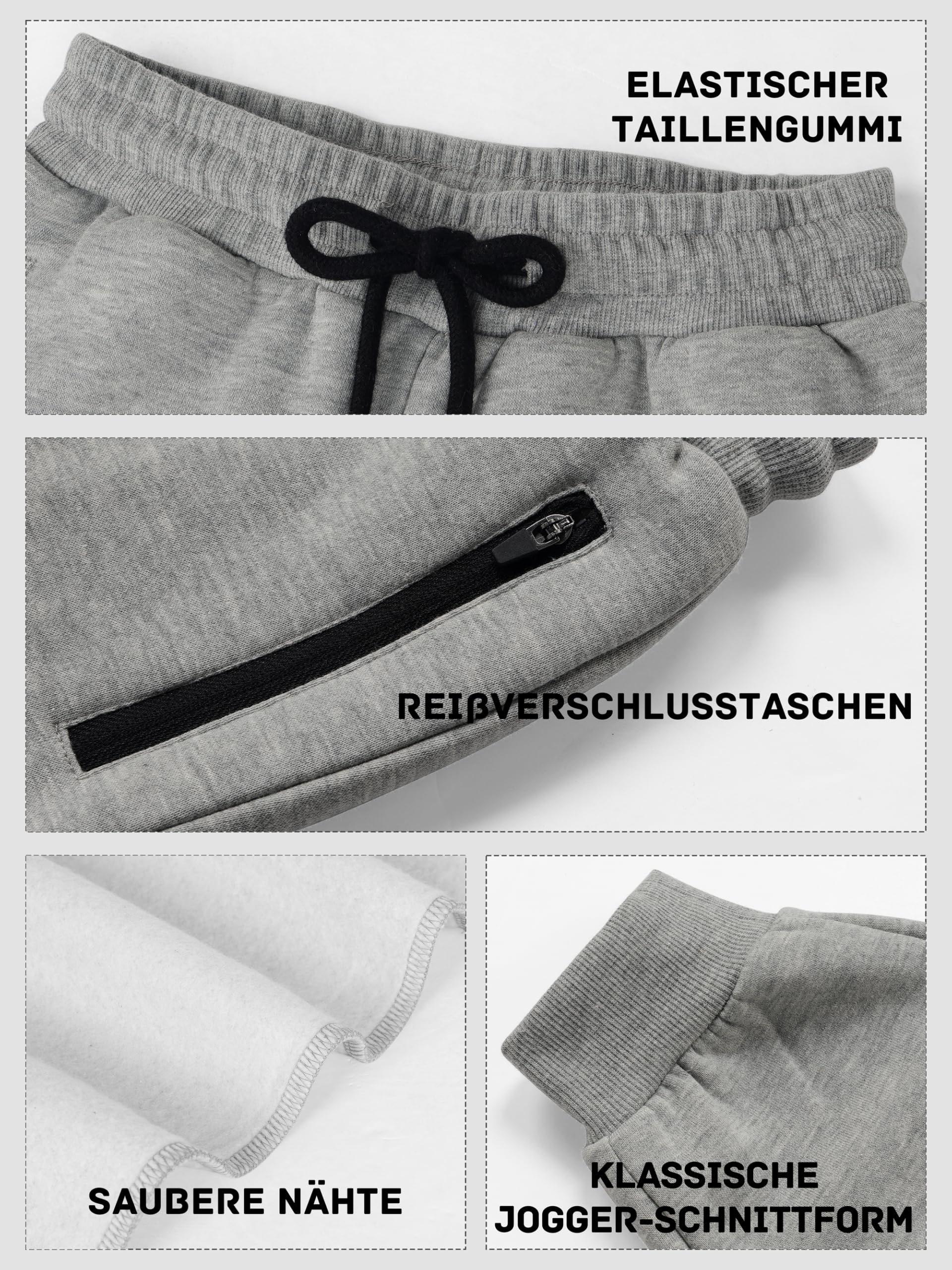 Ruisita Lot de 3 pantalons de survêtement en polaire pour garçons avec poches et cordon de serrage