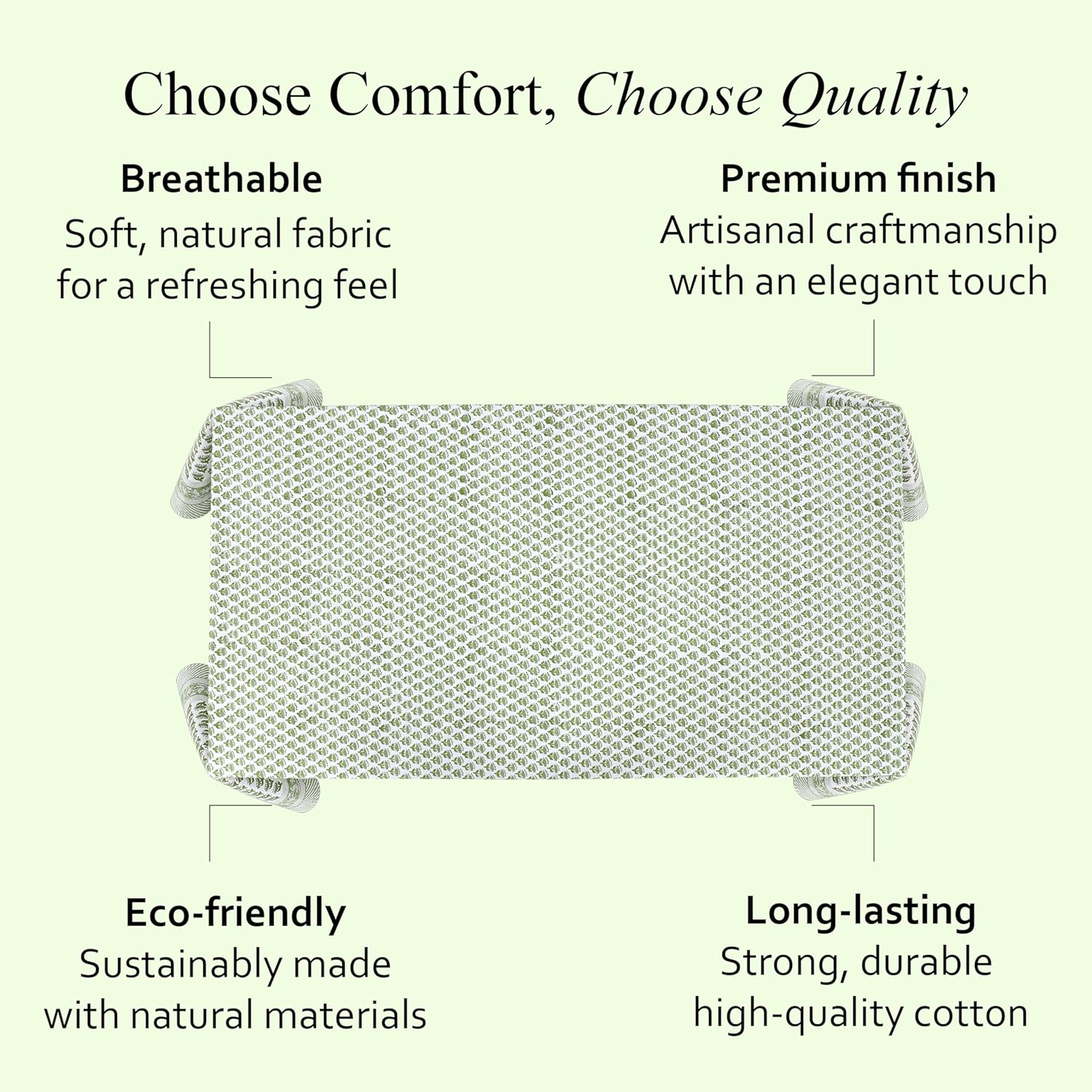 CPC Tablecloth 100% Cotton 60x60 Inch Indian Block Print Square Table Cover, Table Cloth for Weddings, Spring/Summer, Barbeque - Emerald Green - Image 6