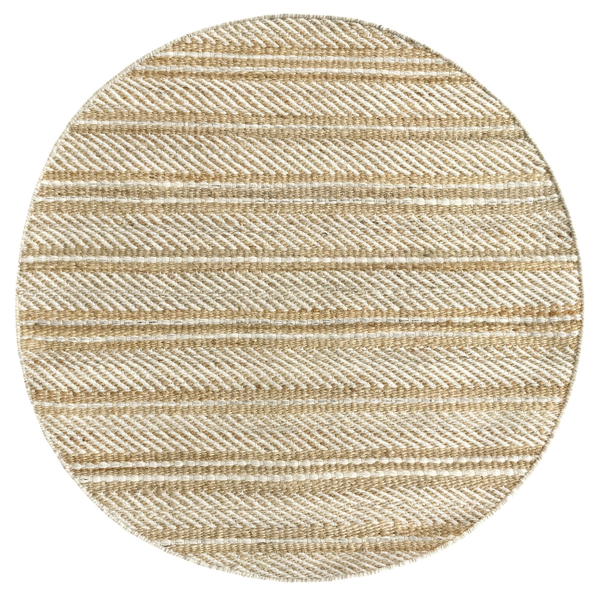 HAMID - Alfombra Yute Lana Olivia, Alfombra Lana y Yute, Tejida a Mano Tejida para Salon, Dormitorio, Sala de Estar (100x100cm, Blanco Natural)
