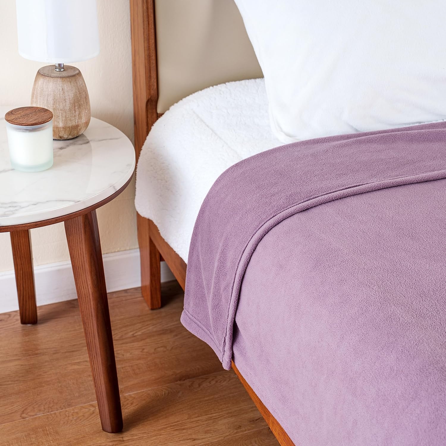 Berkshire Blanket Microfleece Queen Size Bed Blanket Lavender, Lightweight Soft Breathable Plush Micro Fleece Blanket for Bed Couch Sofa, 90x90 Inches - Image 5