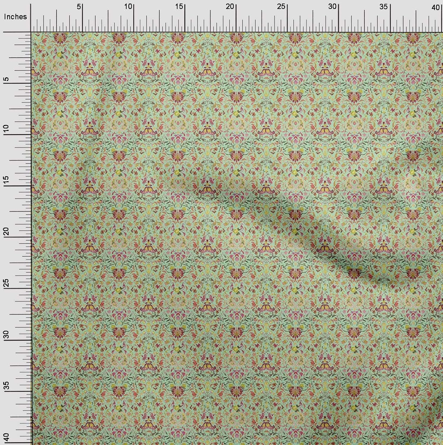 oneOone Cotton Flex Fabric Leaves & Floral Artistic Print Fabric By The Yard 40 Inch Wide