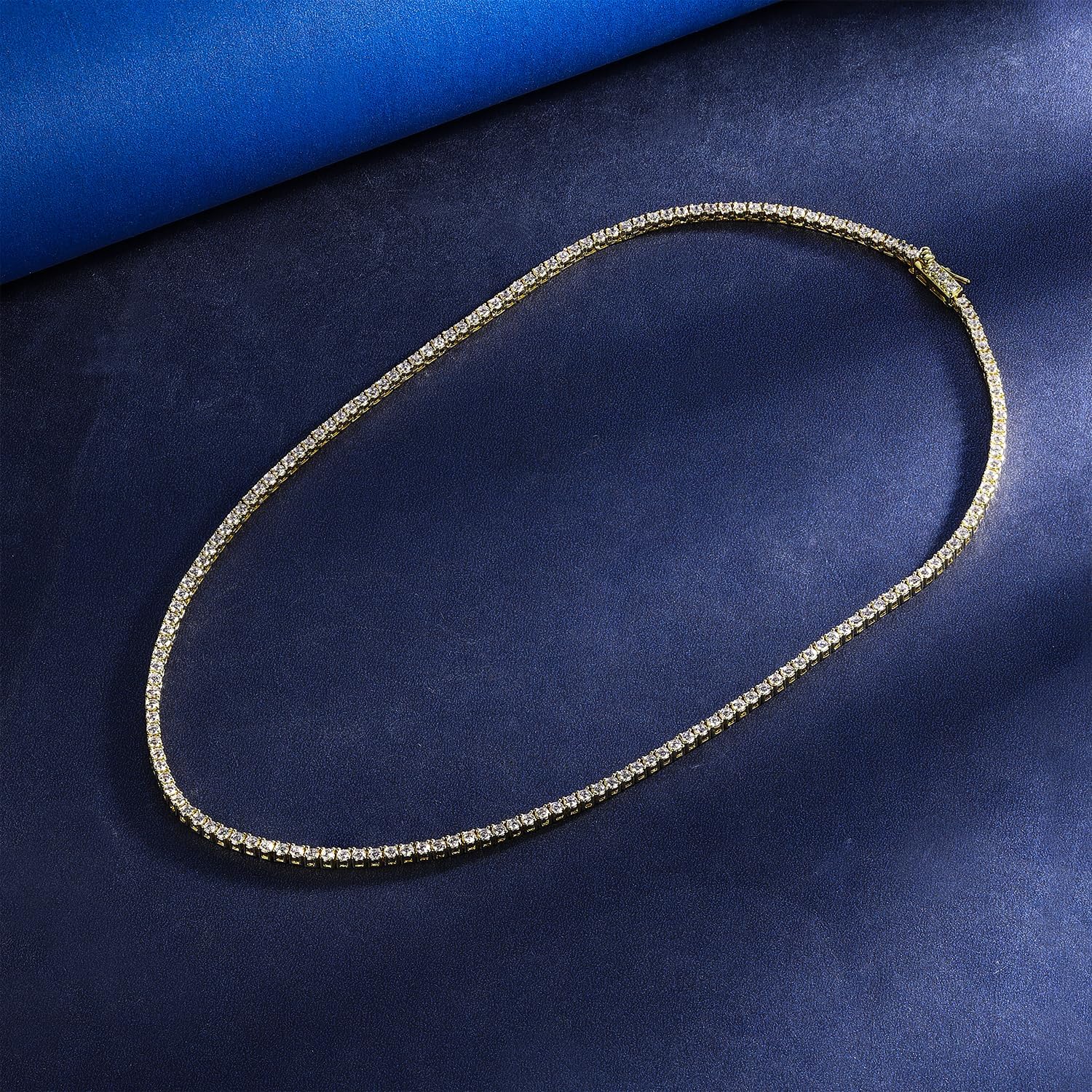 Gemsme 18K White/Yellow Gold Plated 2.0mm Round Cubic Zirconia Classic Tennis Necklace For Women (16-22 Inch) - Image 2