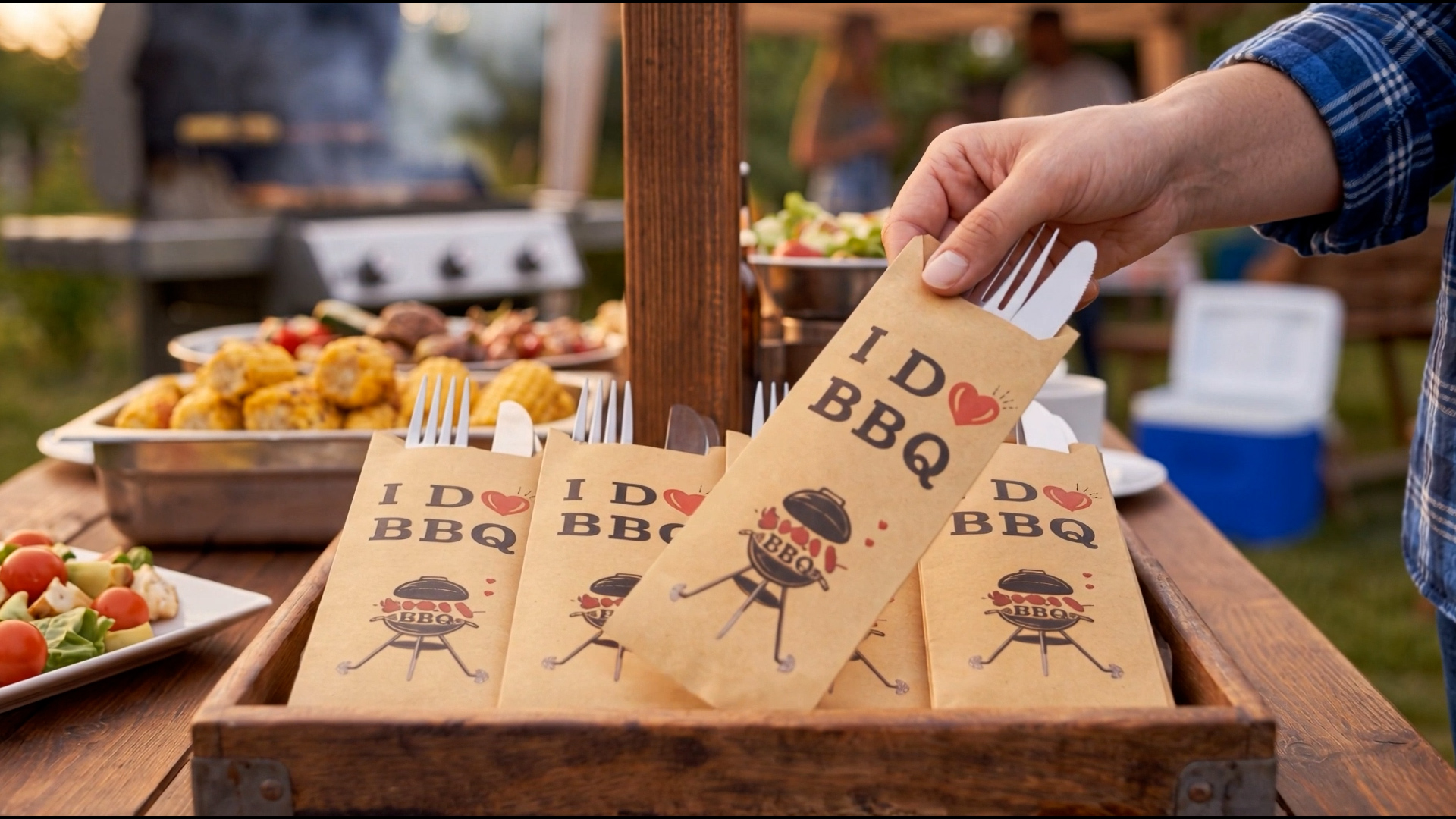 Amazon.com: Outus 100 Pcs I Do BBQ Silverware Bags Kraft Paper